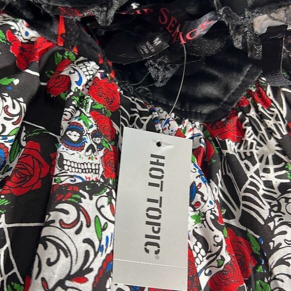 Lip Service Skulls & Roses Dress Up Costume Cosplay Mini Dress Size M - Picture 8 of 13